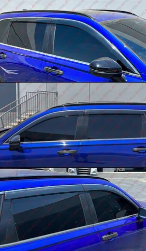 Vista 4 de Visera de ventana tintada de humo de lujo premium con clips y ribete cromado compatible con Honda CRV CR-V 2023 2024