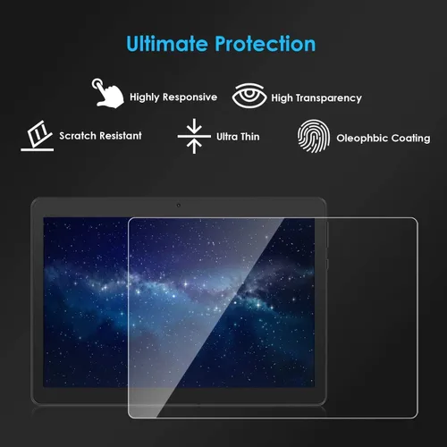 Vista 4 de Paquete de 2 protectores de pantalla de vidrio templado para Dragon Touch Notepad K10 Max10/ZONKO K105/WECOOL 10/YIERA 10/ectrus 10.1/ANTEMPER