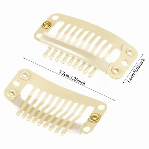 Vista 2 de WILLBOND - 30 piezas de broches para extensiones de pelo de 32 mm con 9 dientes, broches para pelucas y extensiones de pelo, peine pequeño