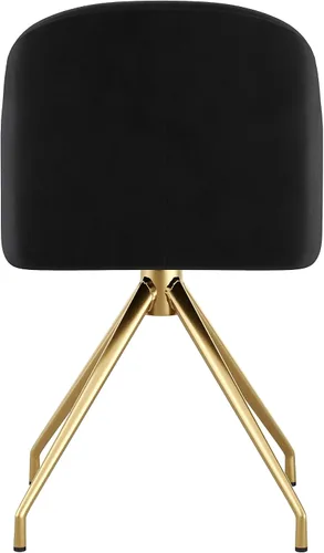Vista 10 de Martha Stewart Sora Silla de Trabajo Giratoria Fija con Brazos Inclinados para Oficina en Casa en Terciopelo Negro con Marco de Latón Pulido