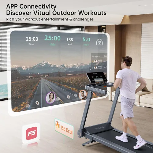 Vista 6 de Vitalwalk Foldable Treadmill with Auto Incline, 48"x18" Wide Running Belt, 10MPH, 3.5HP Brushless, Walking Pad Treadmill for Home, Auto Folding, No
