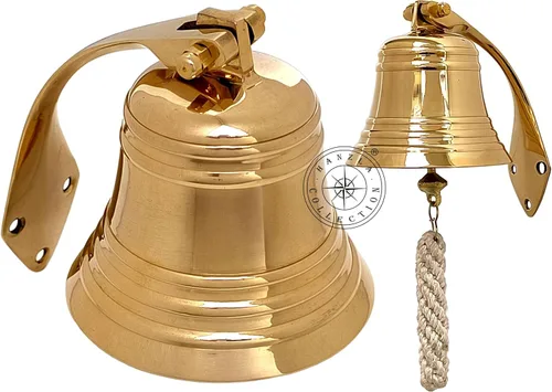 Vista 7 de Campana de latón macizo de 4 pulgadas, casa pirata marina montada en la pared, campana colgante antigua con acabado antiguo, perfecta para escuela