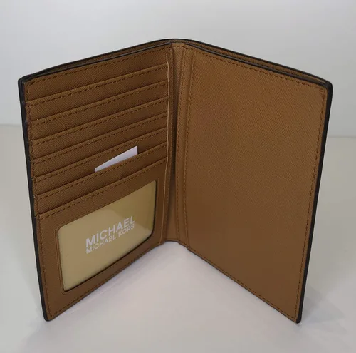 Vista 2 de Michael Kors Jet Set Travel Passport Wallet Case Signature MK Brown