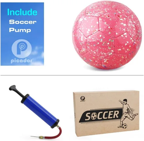 Vista 6 de Picador Size 3 Soccer Ball Pink Soccer Balls for Kids Ages 3-6 6-8 8-10 Boys Girls Sports Training & Outdoor Play with Pump Gift