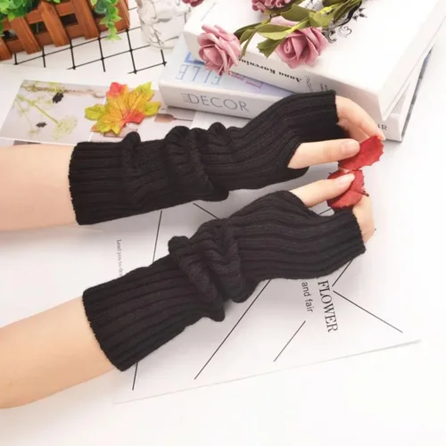 Vista 3 de VTTDB Fundas de brazo lindas mujeres kawaii japonés harajuku Y2k calentador de brazos para niñas guantes góticos sin dedos manga de brazo de punto