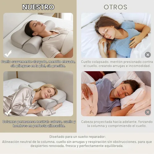 Vista 5 de vocheer Almohada cervical para el cuello para respirar suavemente, almohadas refrescantes de espuma viscoelástica para dolor de cuello y hombros