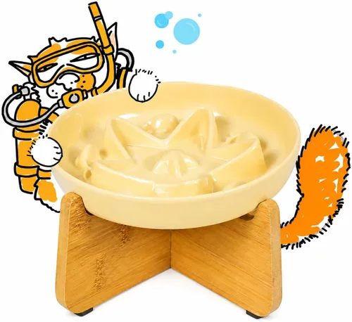 Vista 19 de Cuenco de alimentación lenta para gatos, de melamina, apto para bigotes, para comer lentamente, alimentos húmedos y secos, apto para lavavajillas
