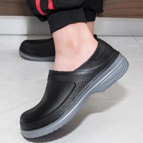 Vista 6 de Meidiastra Zapatos de chef antideslizantes e impermeables para hombre y mujer, zapatos de enfermera, zapatos de lluvia, zuecos de trabajo