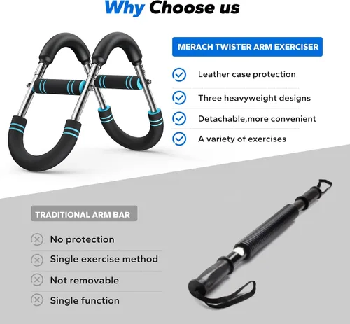 Vista 9 de MERACH Entrenador de brazo Twister, barra giratoria de potencia ajustable, equipo de entrenamiento de pecho para hombres, máquina de entrenamiento
