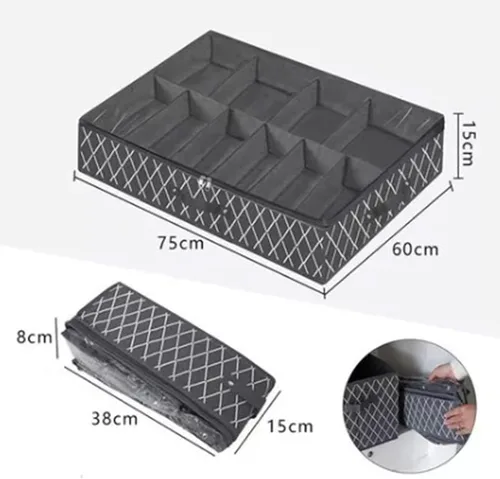 Vista 3 de Contenedores de almacenamiento no tejidos debajo de la cama con asas reforzadas, almacenamiento debajo de la cama para zapatos con ventana