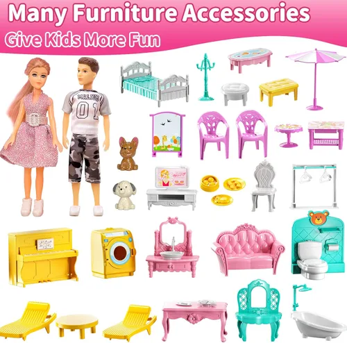 Vista 7 de Pink Girl House Playset para niños de 3 a 8 años - Juguete