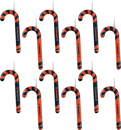 Vista 6 de NFL Team Logo 12 Pack Candy Cane Ornament Set