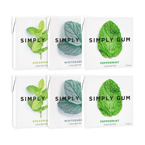 Vista 10 de SIMPLY Gum Canela, goma de mascar natural sin plástico, paquete de 6 (90 piezas) Vegano, Kosher, sin OGM, sin aspartamo y sin sorbitol