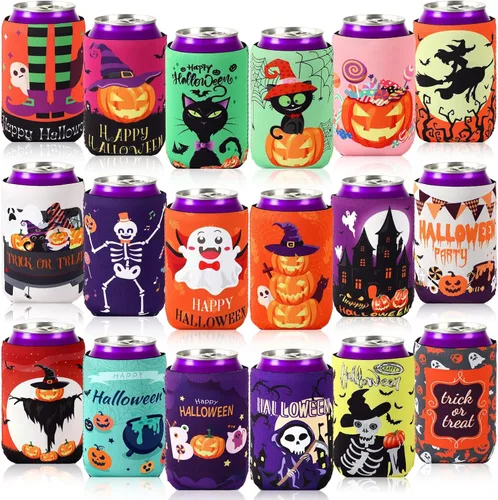 Vista 19 de 18 fundas plegables para enfriar latas de béisbol Insulated Neoprene, Beer Drink Beverage Can Bottle Cooler Sleeves, Sports Birthday Party