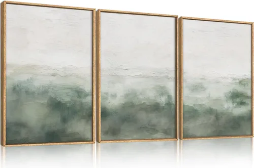 Vista 35 de Arte de Pared de Lienzo Enmarcado con Grandes Pinceladas Abstractas, Decoración de Pared Azul Marino Neutro, Pintura de Pared Moderna en Tonos