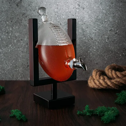 Vista 5 de Regalos de fútbol para hombres, papá, decantador de whisky con soporte vertical para portería de campo, juego de decantadores y vasos para fiesta