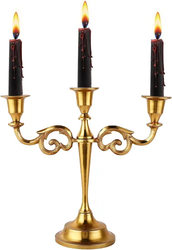 Vista 13 de Rely+ Candelabro de 3 brazos con portavelas cónicos para decoración de interiores, cocina, mesa, velas, candelabro para centro de mesa