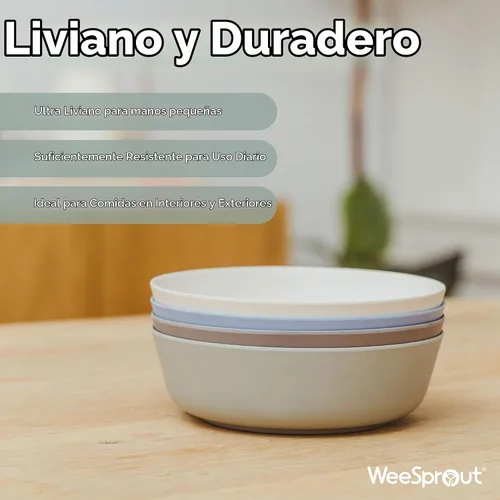 Vista 4 de WeeSprout Cuencos de bambú para niños con tapas, juego de cuatro cuencos de tamaño para niños 10 oz, para cereales, sobras y bocadillos, aptos