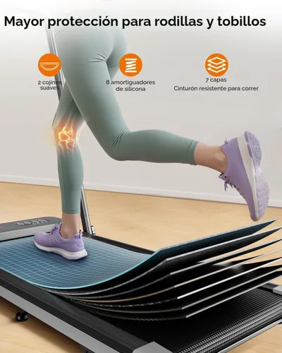 Vista 5 de Acezoe Walking Pad with 10% Incline & Dual LED Display,4 in 1 Foldable Treadmill for Home Small Office, Compact Under Desk Treadmill with Handle Gris