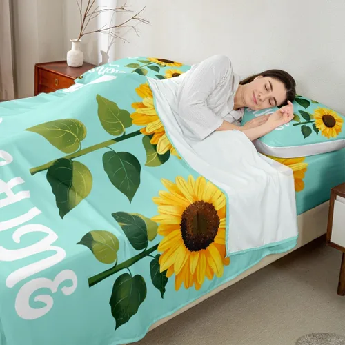 Vista 4 de Erosebridal Sábana bajera ajustable de girasol, tamaño individual, con texto en inglés "You are My Sunshine", para adultos, adolescentes y niños