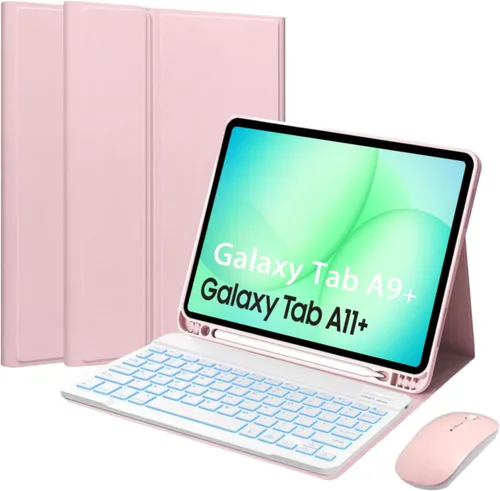 Vista 10 de Funda de teclado desmontable con mouse para Samsung Galaxy Tab S6 Lite de 10.4 pulgadas 2020/2022/2024, funda magnética de teclado
