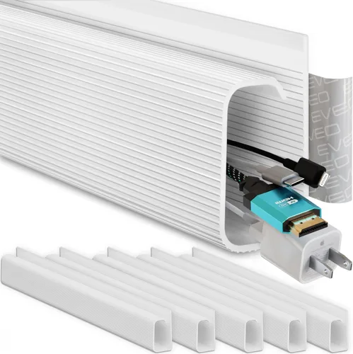 Vista 10 de EVEO Kit de gestión de cables debajo del escritorio (6 unidades) - Ocultador de cables para gestión de cables debajo del escritorio, ocultador