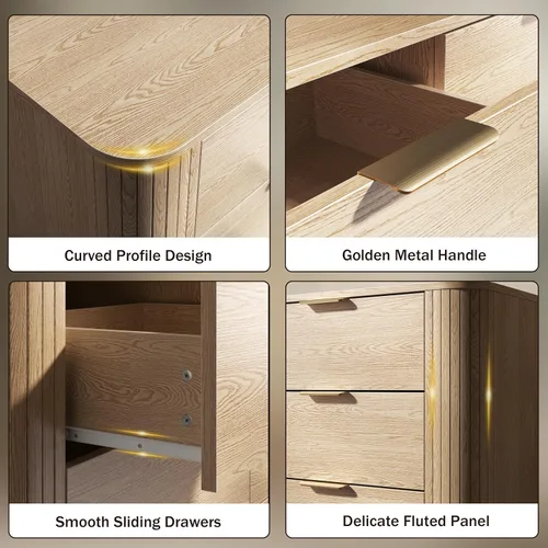 Vista 8 de Cómoda para dormitorio, cómoda de 6 cajones