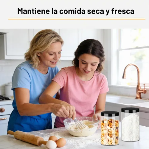 Vista 7 de SLifeJars Tarros de plástico transparente de 32 onzas, paquete de 12 recipientes grandes redondos de plástico PET con tapas negras de rosca, tarros