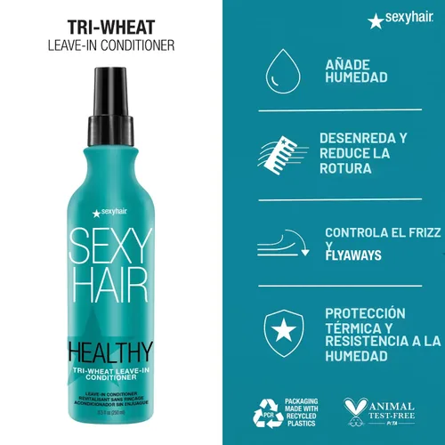 Vista 3 de SexyHair - Acondicionador saludable sin enjuague de trigo, hasta un 90% mejor desenredante, reduce la rotura, humedad, suavidad y brillo