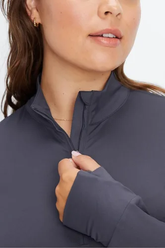 Vista 4 de Fabletics Phoenix - Media capa con cremallera para mujer, correr, senderismo, ropa deportiva, atletismo, pista, suéter, bolsillo con cremallera