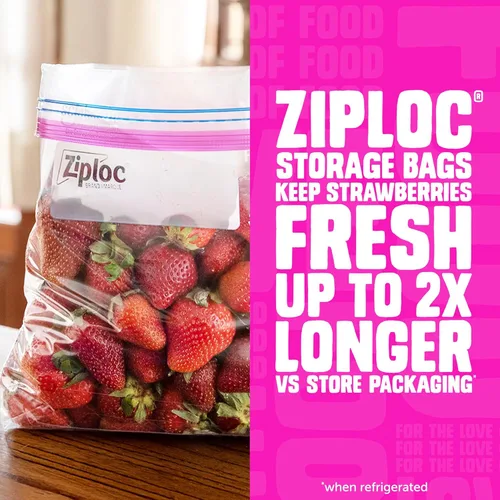 Vista 3 de Bolsas Ziploc de almacenamiento de alimentos Quart, fondo de pie, fáciles de llenar, 29 unidades (el empaque puede variar)