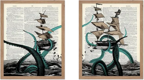 Vista 54 de Poster Master Póster de pulpo para parejas, póster de diccionario, arte Kraken, regalo romántico para él, ella, amantes, decoración náutica