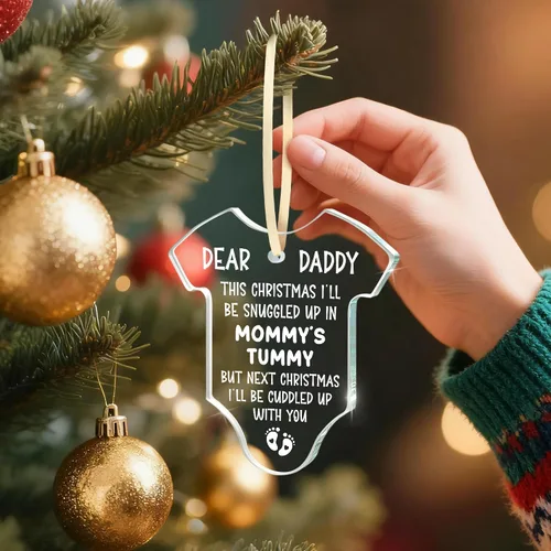 Vista 6 de Regalos para papá que espera: regalo de revelación de Navidad para nuevos padres, promocionado a papá nuevo papá por primera vez, adorno de Navidad