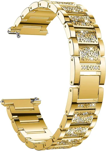 Vista 4 de Bandas de joyería compatibles con Fitbit Versa, pulsera de diamantes de imitación de repuesto para mujer (dorado)