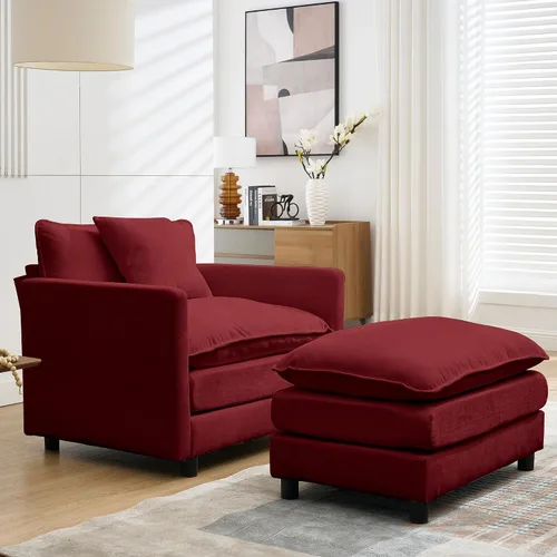 Vista 22 de Sofá modular modular de pana de 108.27 pulgadas, moderno juego de sofá para sala de estar con 3 asientos, 1 otomana y 3 almohadas, cómodos sofás