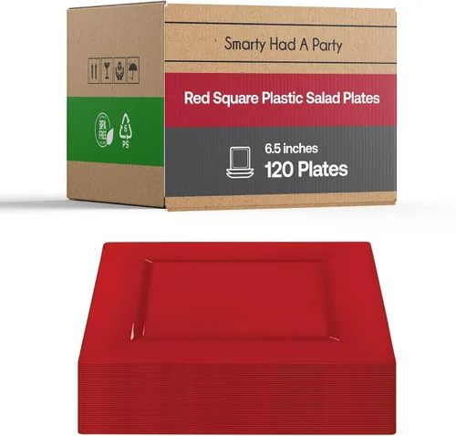 Vista 8 de Smarty Had A Party Platos desechables de plástico para postre, platos de ensalada cuadrados azules resistentes de 6.5 pulgadas para aperitivos