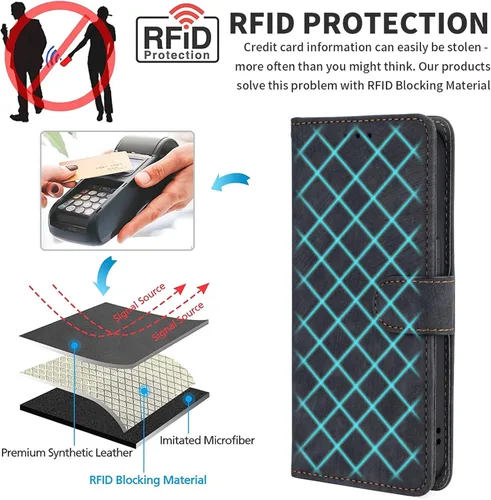 Vista 4 de Funda compatible con Honor X7, piel sintética con soporte para tarjetas, compatible con Honor Play 30 Plus/Play 30+ Flip cierre magnético, funda