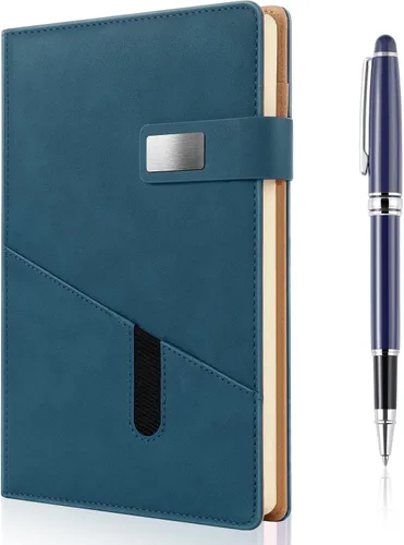 Vista 9 de Cuaderno A5 en blanco, cuaderno de bocetos de cuero de tapa dura recargable con bolsillo y hebilla magnética, 240 páginas gruesas de viaje