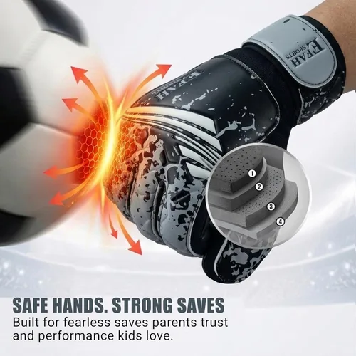 Vista 5 de Guantes de portero de fútbol para niños y jóvenes, guantes de portero de fútbol con agarres fuertes