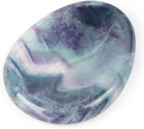 Vista 18 de Artistone Cristal de amatista para el pulgar, cristales curativos tallados, piedras de palma de bolsillo para ansiedad, alivio del estrés, meditación