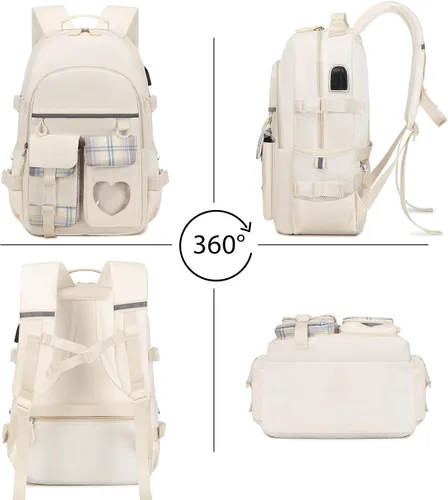 Vista 5 de Mochila para niñas Mochila escolar para niñas, niños, adolescentes, mujeres, mochilas casuales de viaje, mochila escolar para escuela primaria