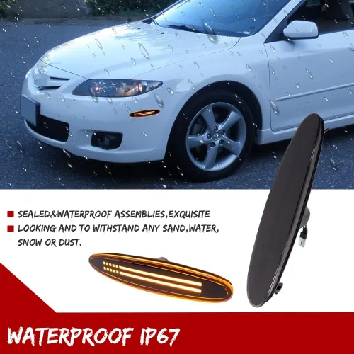 Vista 7 de Lente ahumada ámbar LED delantero marcador lateral luz Fender lámpara compatible con Mazda 6 Mazdaspeed6 GG GY GG1 GY1 Pieza OEM GK2A515E0A
