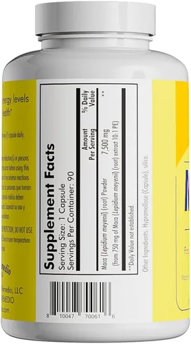 Vista 3 de Santo Remedio Maca, ayuda a mantener niveles de energía saludables, suplemento dietético, 750 mg por porción, vegetariano, sin sabores artificiales