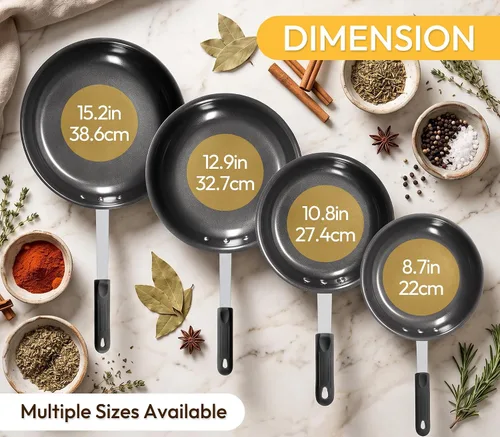Vista 8 de Alpen Sartén antiadherente de cerámica de 8 pulgadas, sartén de inducción para huevos Negro