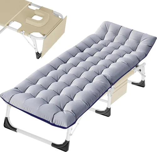 Vista 15 de Slsy Catre de camping plegable para adultos con almohadilla, catres de dormir portátiles acolchados, cama de campamento con bolsa de transporte