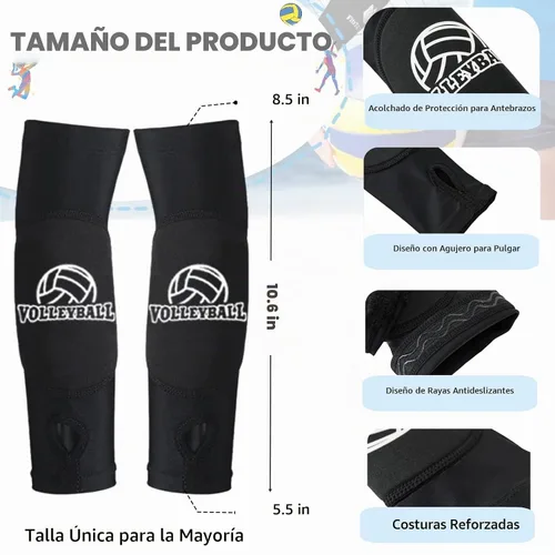 Vista 4 de Rodilleras de voleibol, mangas para brazos, calcetines y diadema de voleibol, 4 piezas, accesorios de voleibol, mangas para antebrazo para pasar