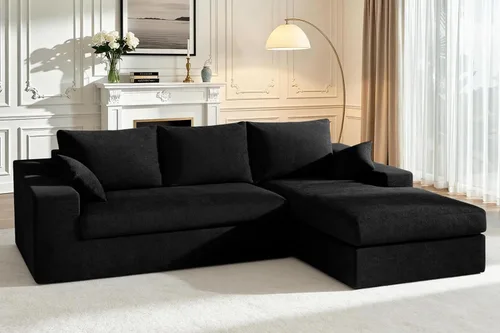 Vista 12 de HABUTWAY Sofá modular modular de 101 pulgadas con asiento profundo, moderno sofá convertible en forma de L, sofá tapizado con diván para sala