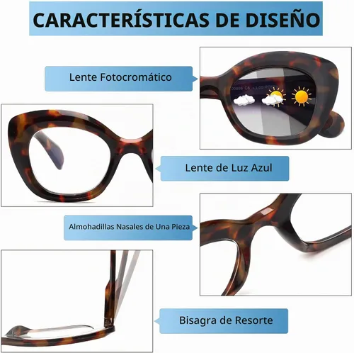 Vista 7 de JM Gafas de lectura con ojo de gato para mujer, lectores de computadora con bloqueo de luz azul con bisagra de resorte Paquete de 2 fotocromáticos