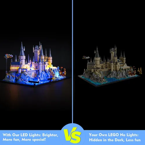 Vista 8 de VONADO Kit de luces LED RC actualizado para Lego Hogwarts Castle and Grounds 76419, juego de iluminación creativa con control remoto, accesorios