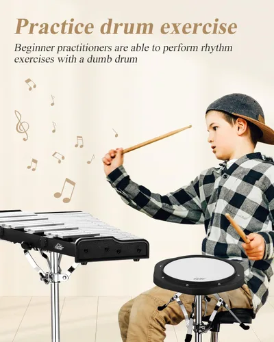 Vista 3 de Kit de Glockenspiel y Xilófono Eastar Avanzado de 32 Notas para Principiantes, Kit de Percusión con Almohadilla de Práctica de Tambor de 8 Pulgadas